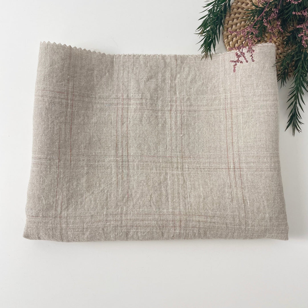 Linen Spaced Dyed Check Fabric 7347 - The Linen Lab - 7347 NATURAL