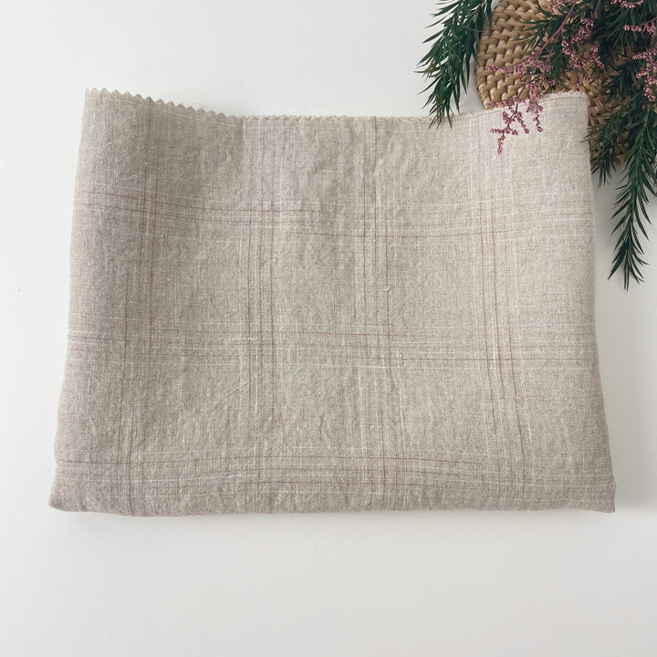 Linen Spaced Dyed Check Fabric 7347 - The Linen Lab - 7347 NATURAL