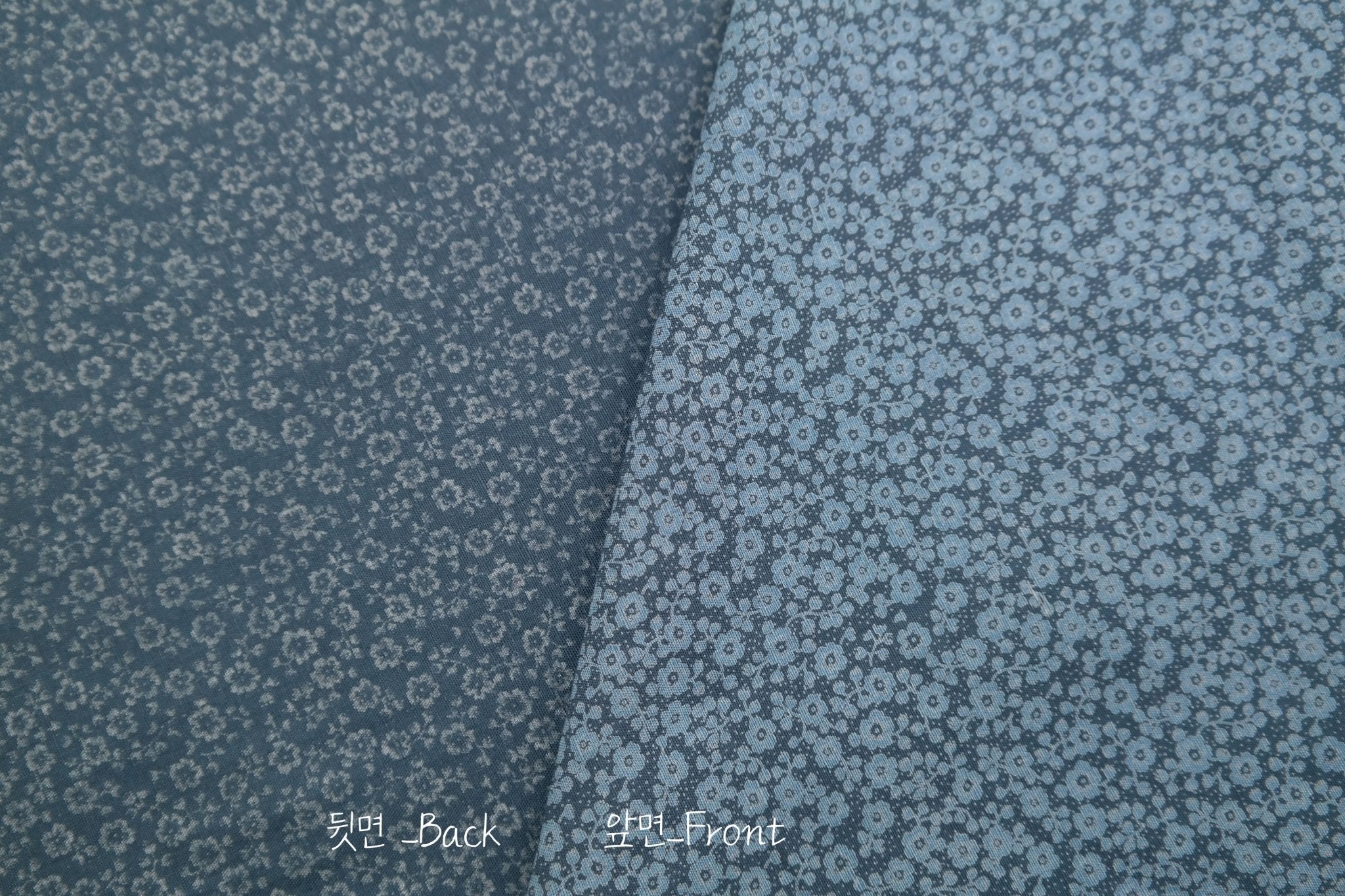 Linen Tencel Blue Flower Print Fabric (3729) - The Linen Lab - navy