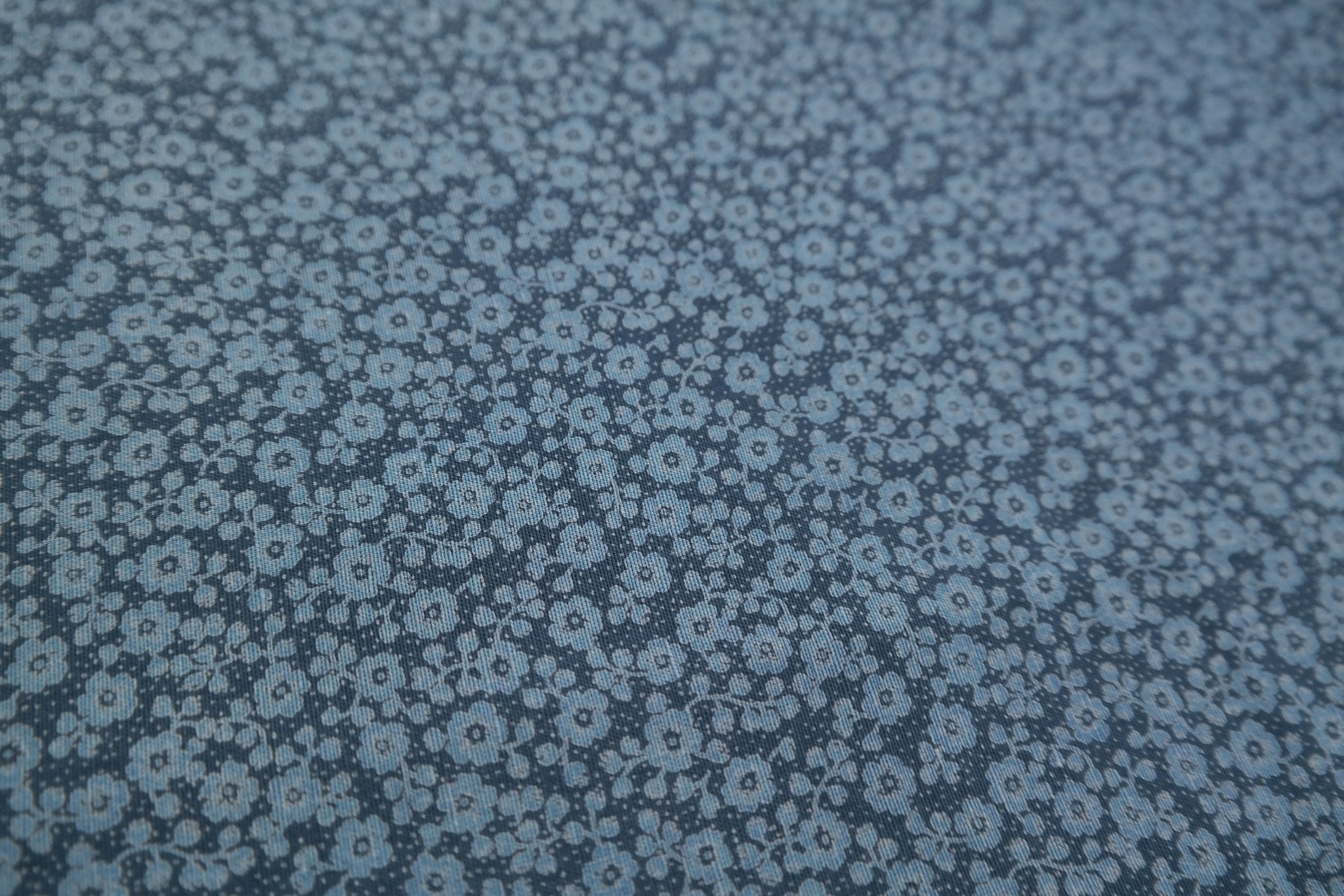 Linen Tencel Blue Flower Print Fabric (3729) - The Linen Lab - navy