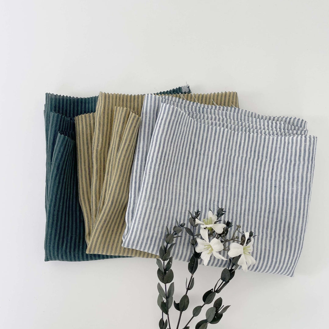 Linen Thin Stripe Fabric 6267 6495 6496 - The Linen Lab - Yellow