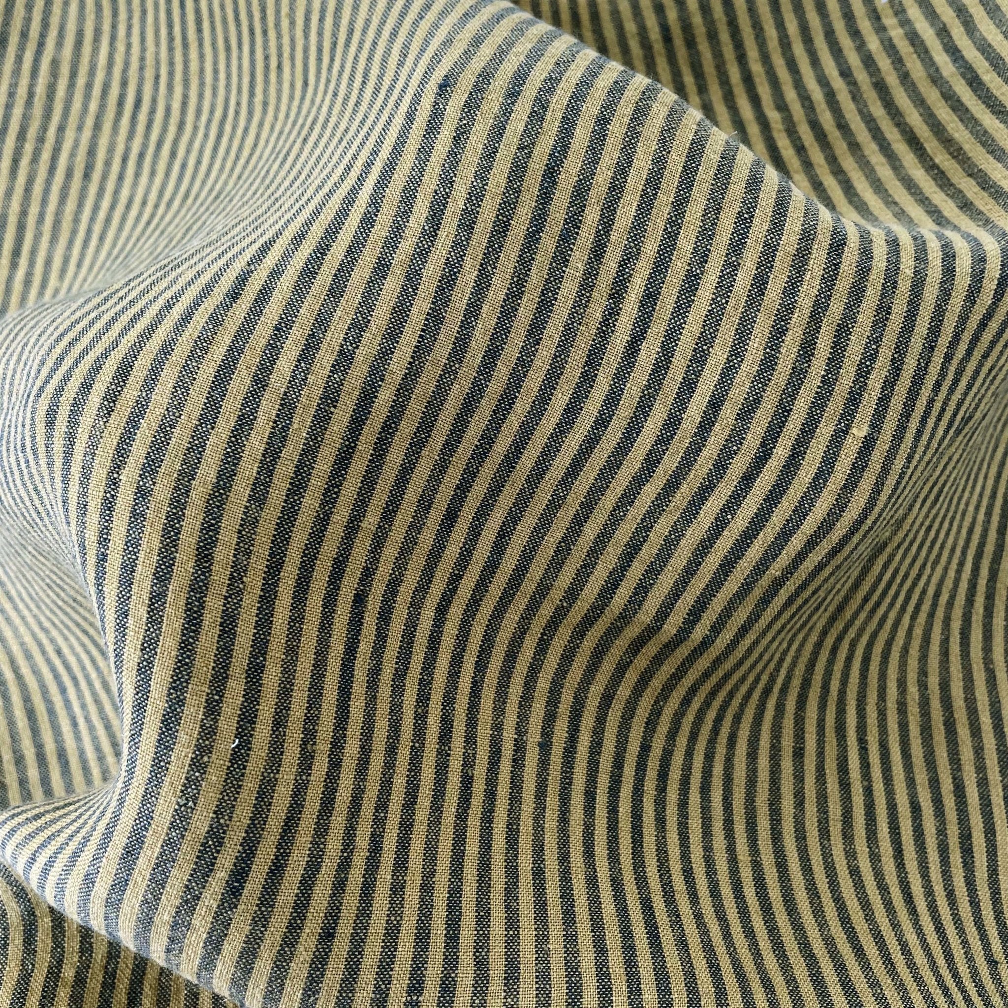 Linen Thin Stripe Fabric 6267 6495 6496 - The Linen Lab - Yellow