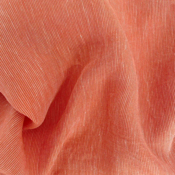 Linen Thin Stripe Fabric - The Linen Lab - Brown