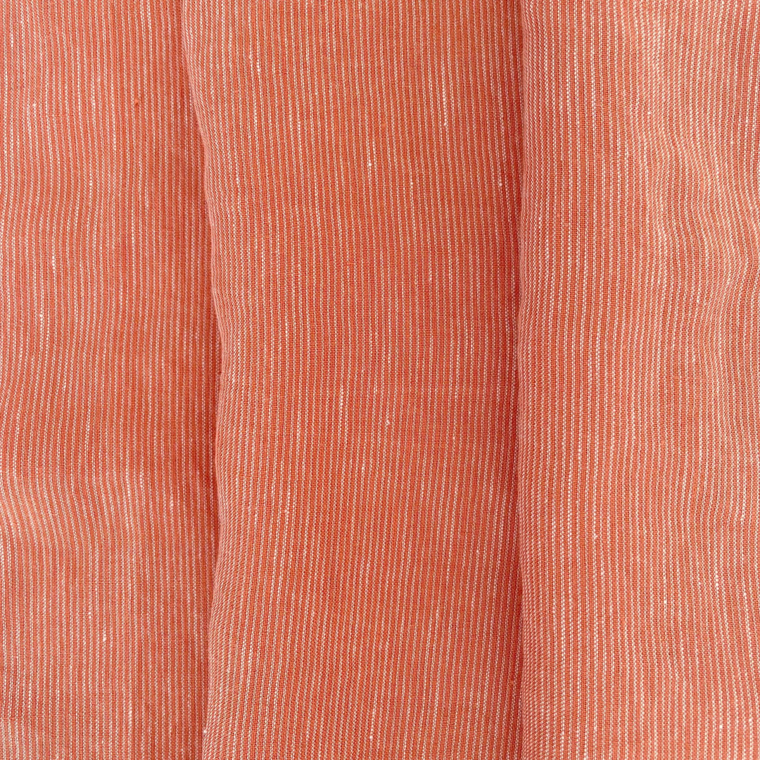 Linen Thin Stripe Fabric - The Linen Lab - Brown