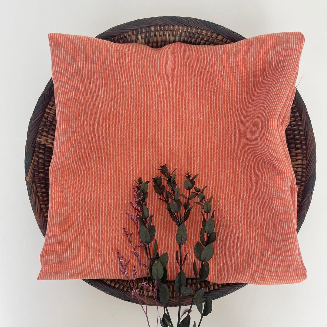 Linen Thin Stripe Fabric - The Linen Lab - Orange