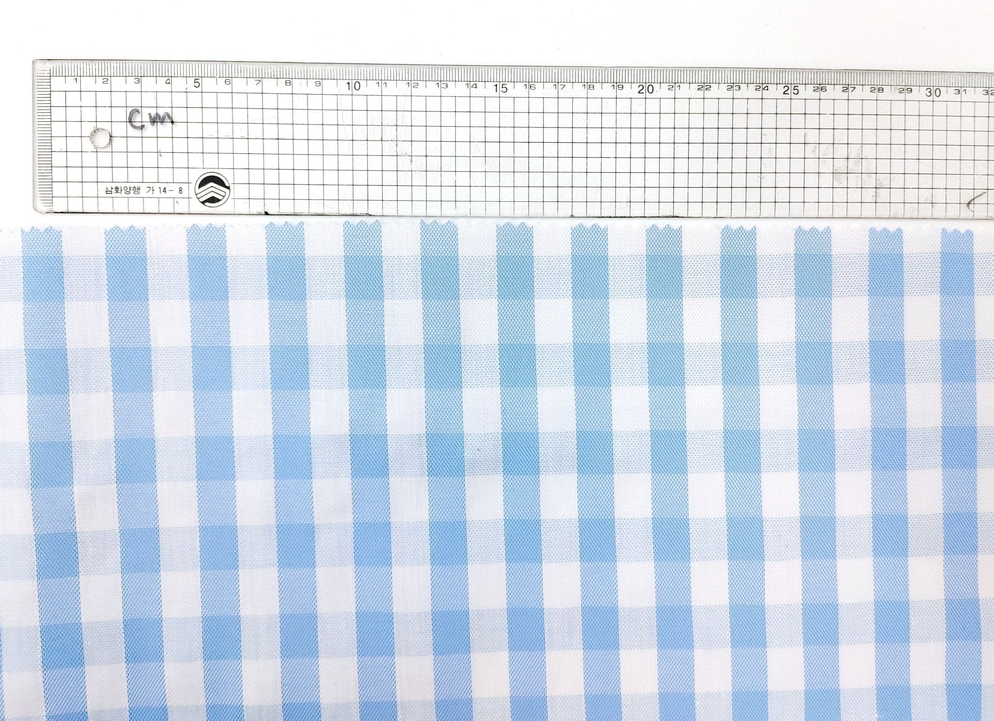 Linen Twill Stretch Fabric with Gingham Check - Medium Weight 7633 7634 - The Linen Lab - Blue