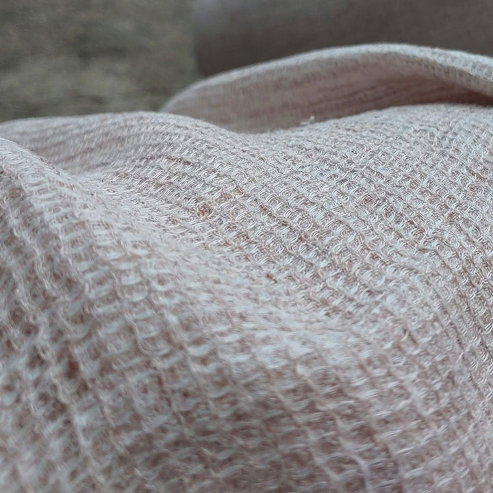 Linen Waffle Tweed Fabric - The Linen Lab - Light Blue