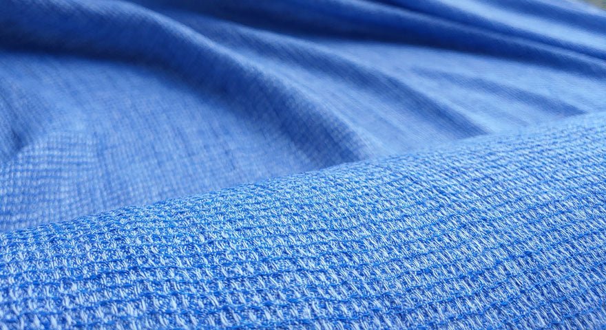 Linen Waffle Tweed Fabric - The Linen Lab - Blue