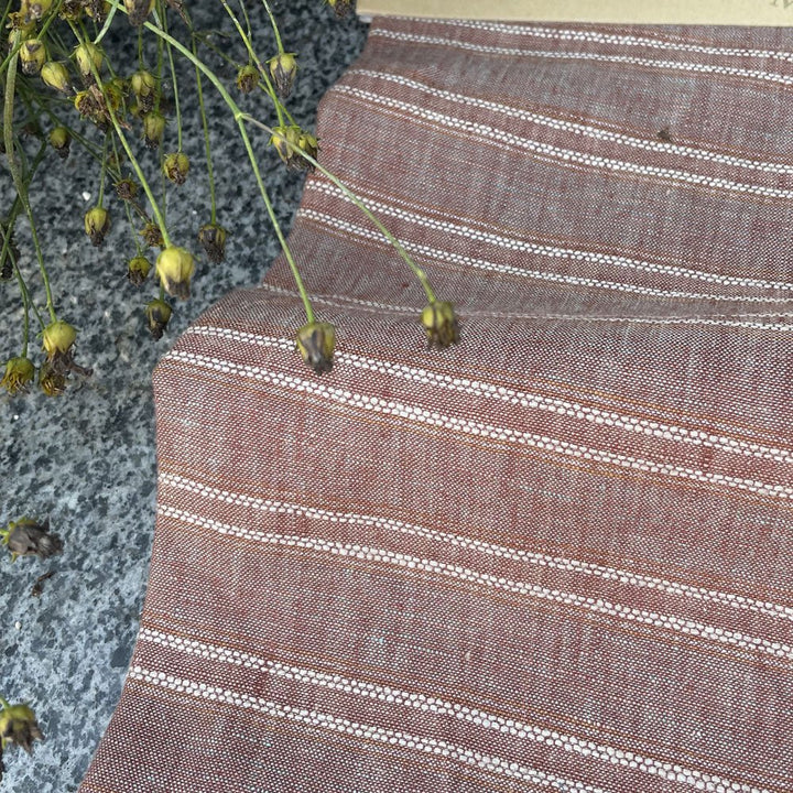 Lurex Linen Stripe Fabric (3127) - The Linen Lab - brown