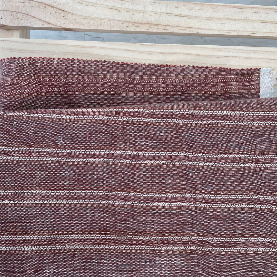 Lurex Linen Stripe Fabric (3127) - The Linen Lab - brown