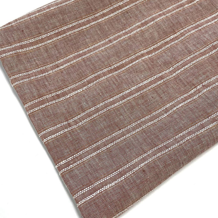 Lurex Linen Stripe Fabric (3127) - The Linen Lab - brown