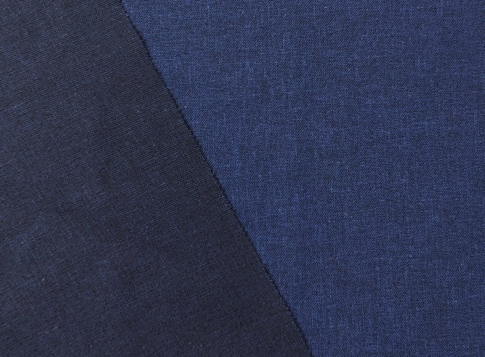 Navy Dobby Chambray Linen Blend Fabric 4047 - The Linen Lab - Navy