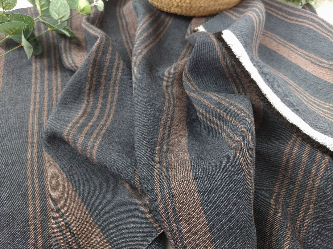 Navy Linen Rayon Twill Fabric 6661 - The Linen Lab - Navy