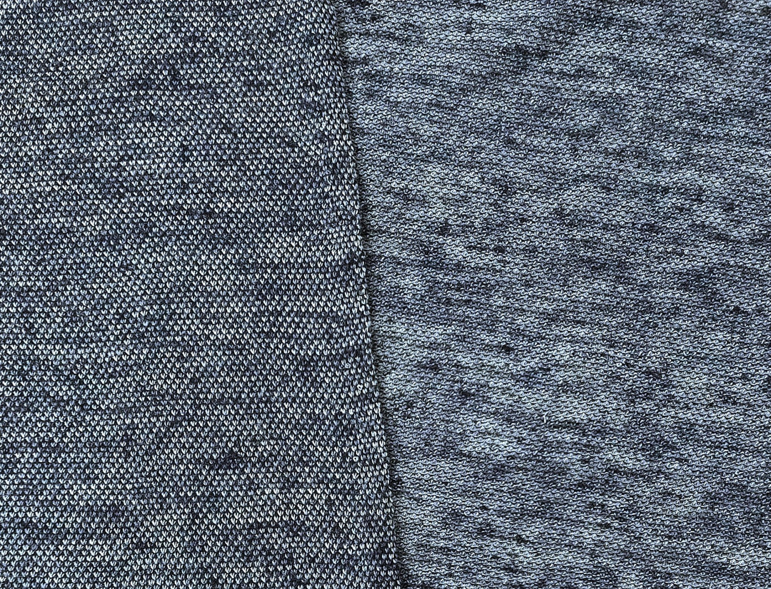 Navy Melange Knit Fabric in Linen Polyester Cotton Blend 4339 - The Linen Lab - Navy