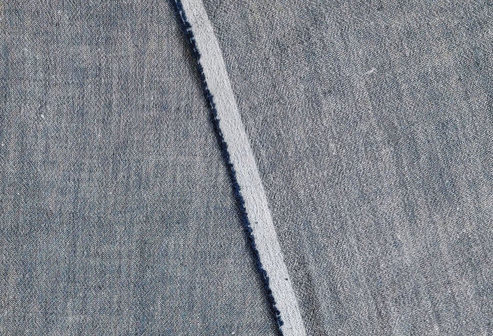 Navy Two-Tone Chambray Fabric in Linen-Polyester Blend 6656 - The Linen Lab - Navy