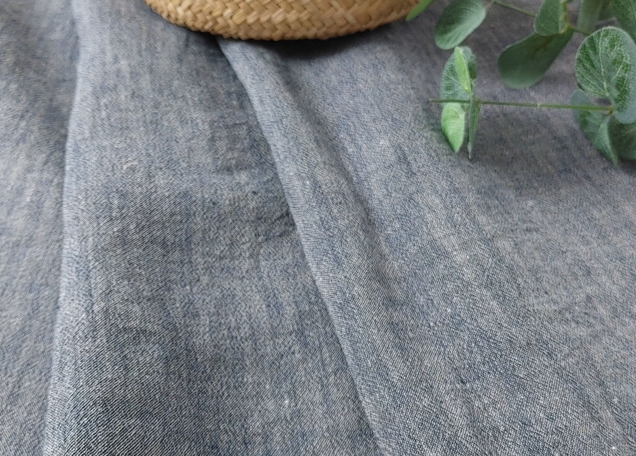 Navy Two-Tone Chambray Fabric in Linen-Polyester Blend 6656 - The Linen Lab - Navy