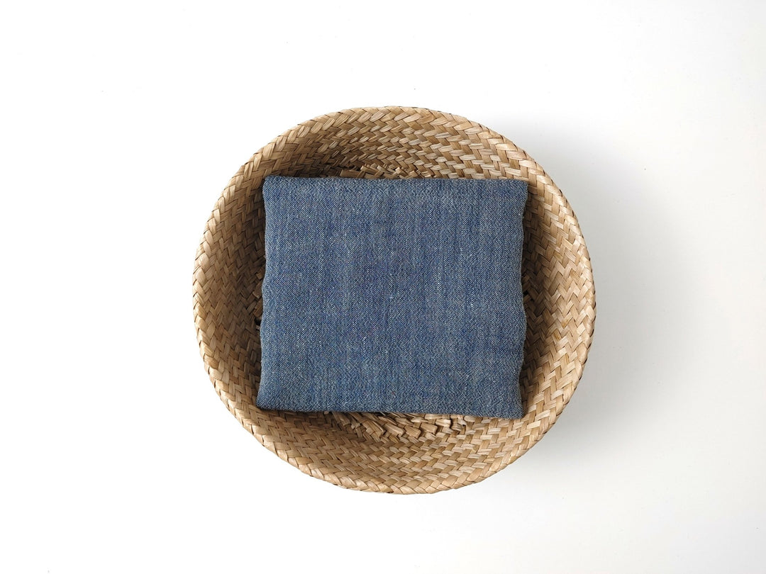 Navy Two-Tone Chambray Fabric in Linen-Polyester Blend 6656 - The Linen Lab - Navy