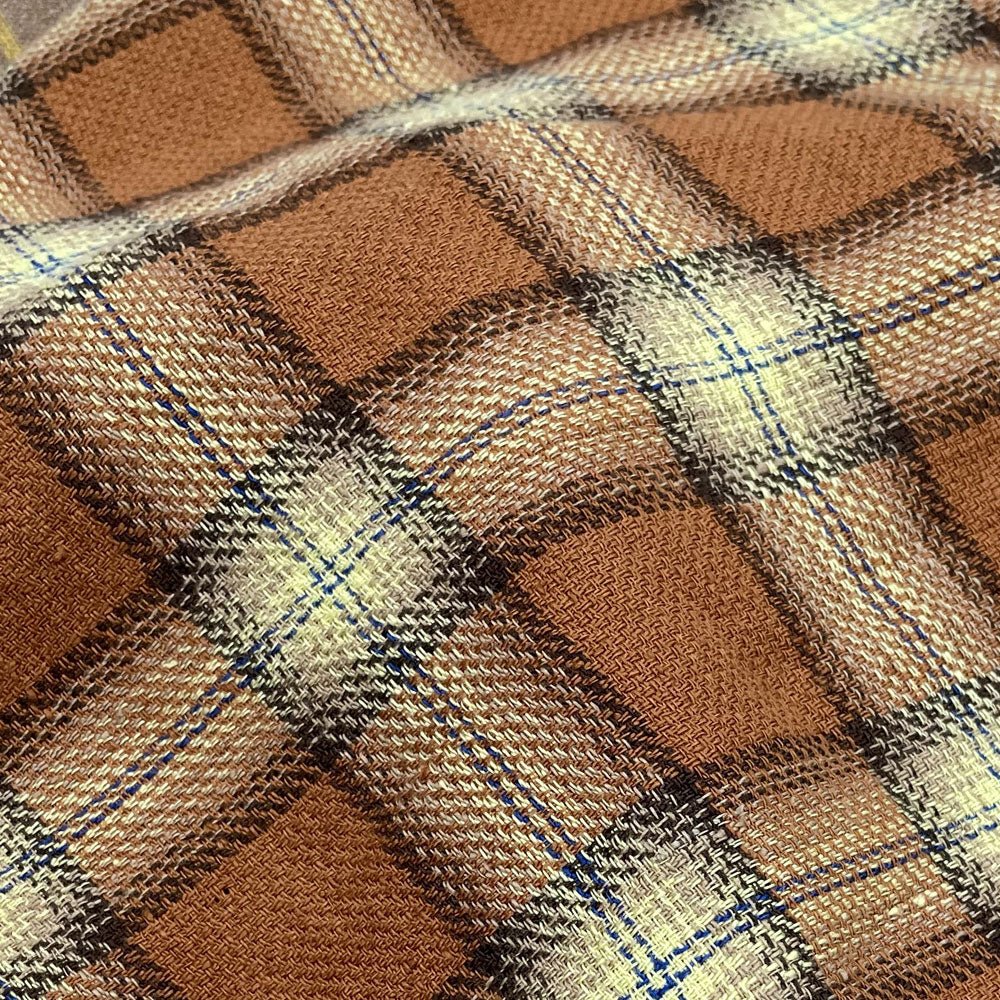 Orange Color Tartan Plaid Dobby Fabric (6817) - The Linen Lab - Orange