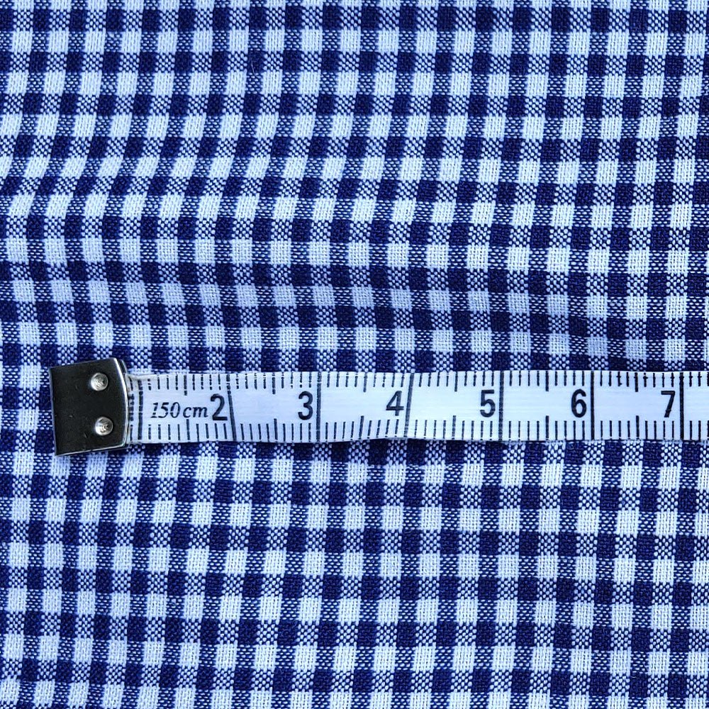 Ramie Cotton Fabric Mini Gingham Check (2906) - The Linen Lab - Blue