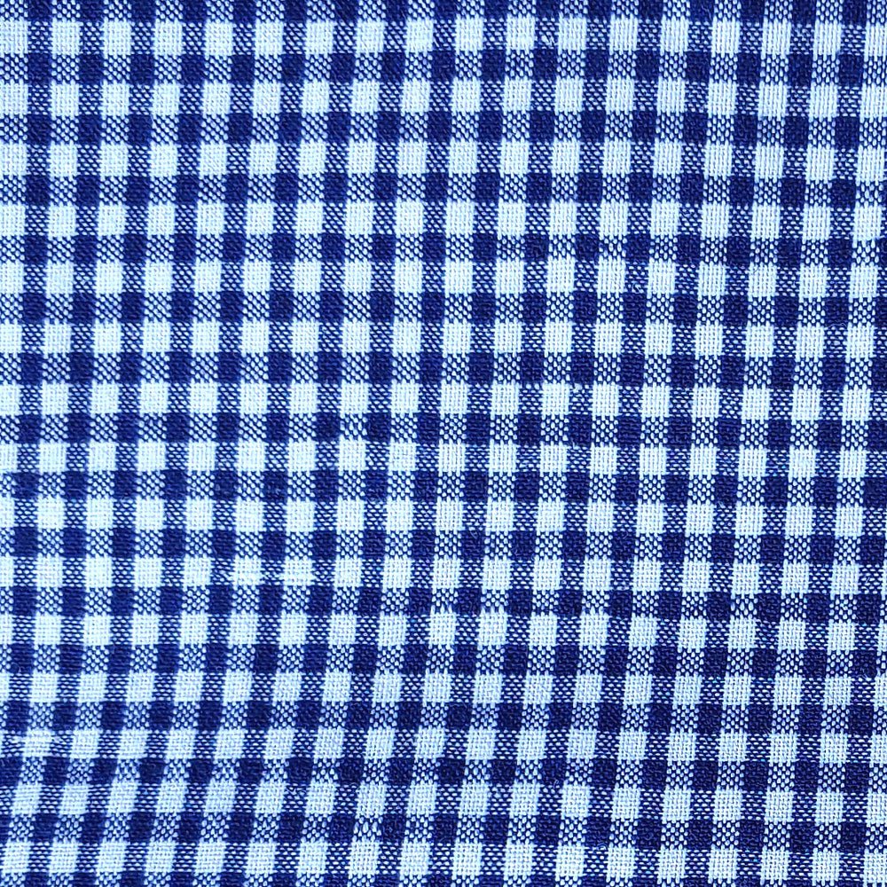 Ramie Cotton Fabric Mini Gingham Check (2906) - The Linen Lab - Blue
