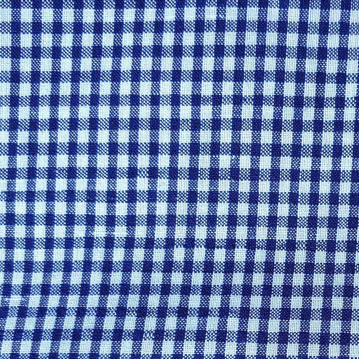 Ramie Cotton Fabric Mini Gingham Check (2906) - The Linen Lab - Blue