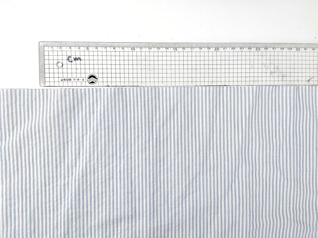 Ramie Cotton Nylon Stripe Fabric with Subtle Seersucker Effect 2444 - The Linen Lab - Blue