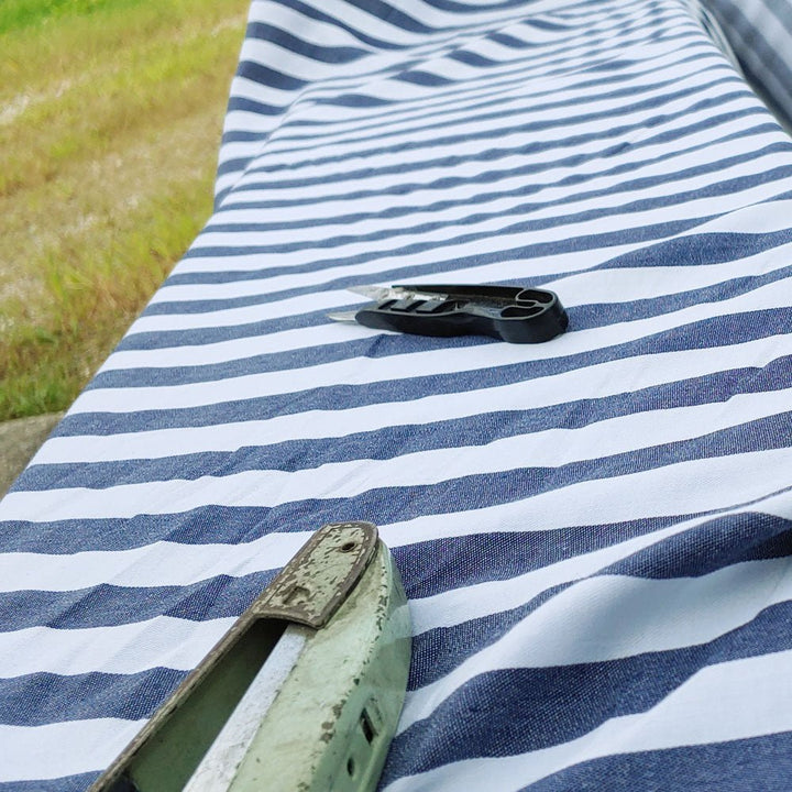 Ramie Cotton Satin Stripe Fabric (4719) - The Linen Lab - Navy