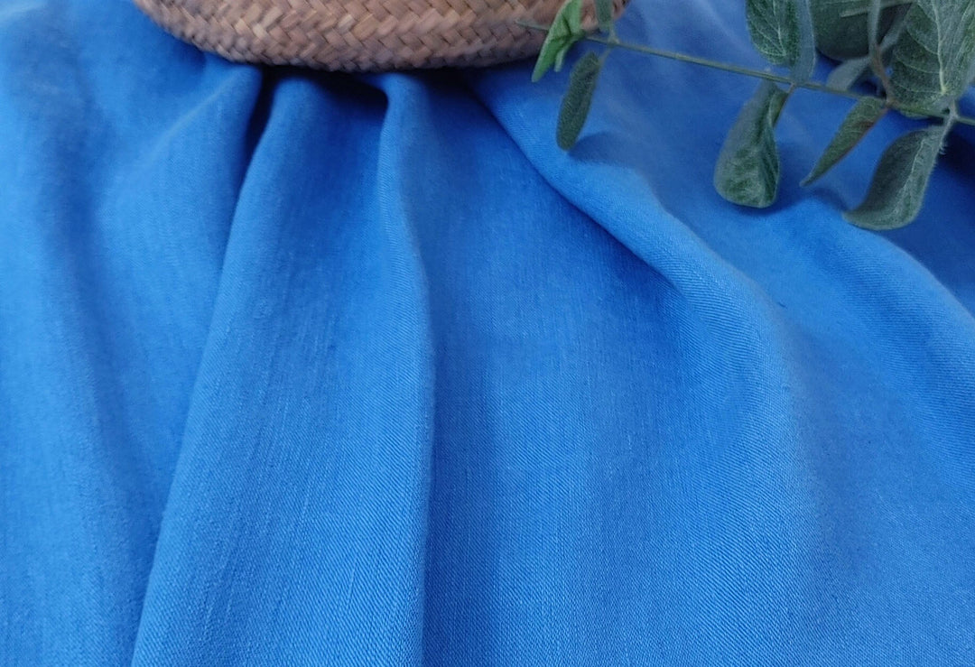 Satin Elegance: Linen Rayon Fabric with Polished Satin Weave 6090 6620 6659 7472 7293 - The Linen Lab - Blue(Light)