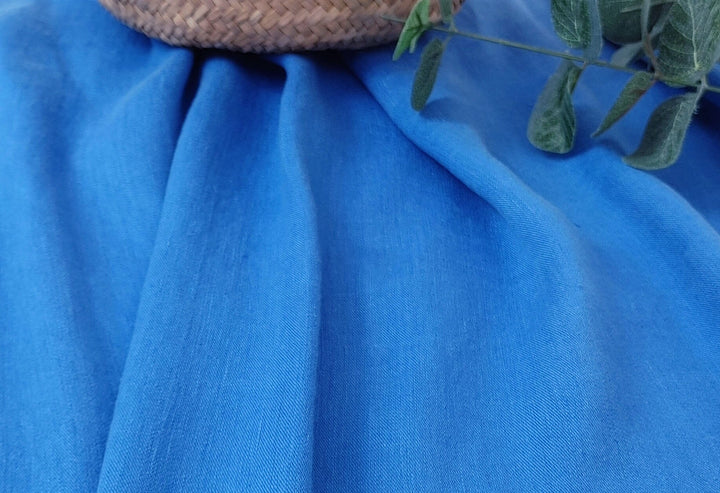 Satin Elegance: Linen Rayon Fabric with Polished Satin Weave 6090 6620 6659 7472 7293 - The Linen Lab - Blue(Light)