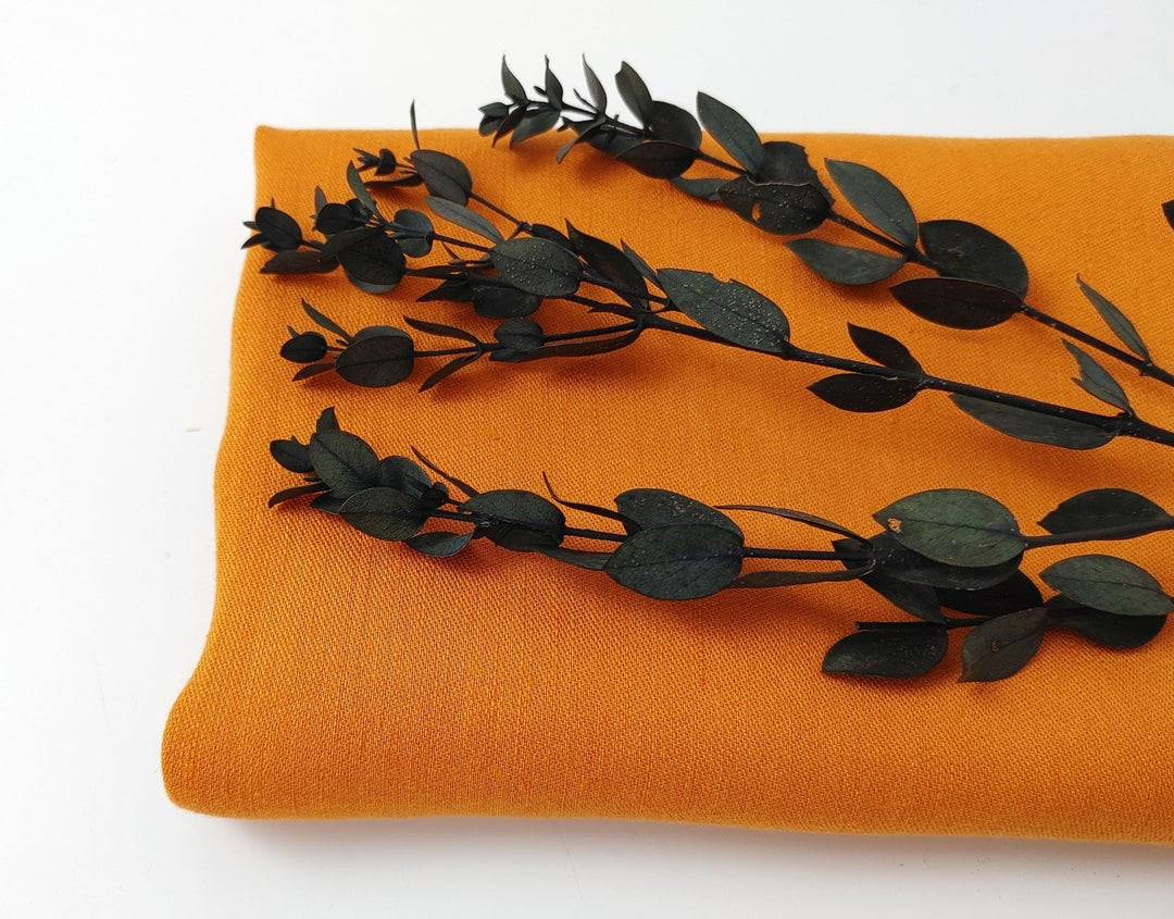 Satin Elegance: Linen Rayon Fabric with Polished Satin Weave 6090 6620 6659 7472 7293 - The Linen Lab - Orange