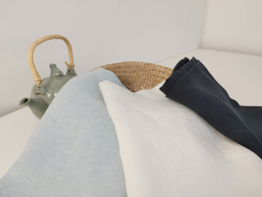 Silk Linen Canvas Mat Fabric 6555 6935 6494 - The Linen Lab - Blue