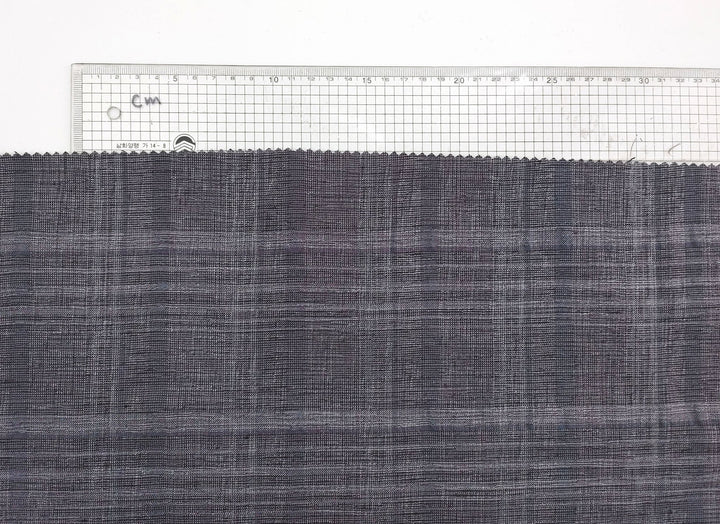 Silver Threads Plaid: Linen Blend Fabric with Metallic Effect 2725 - The Linen Lab - Grey