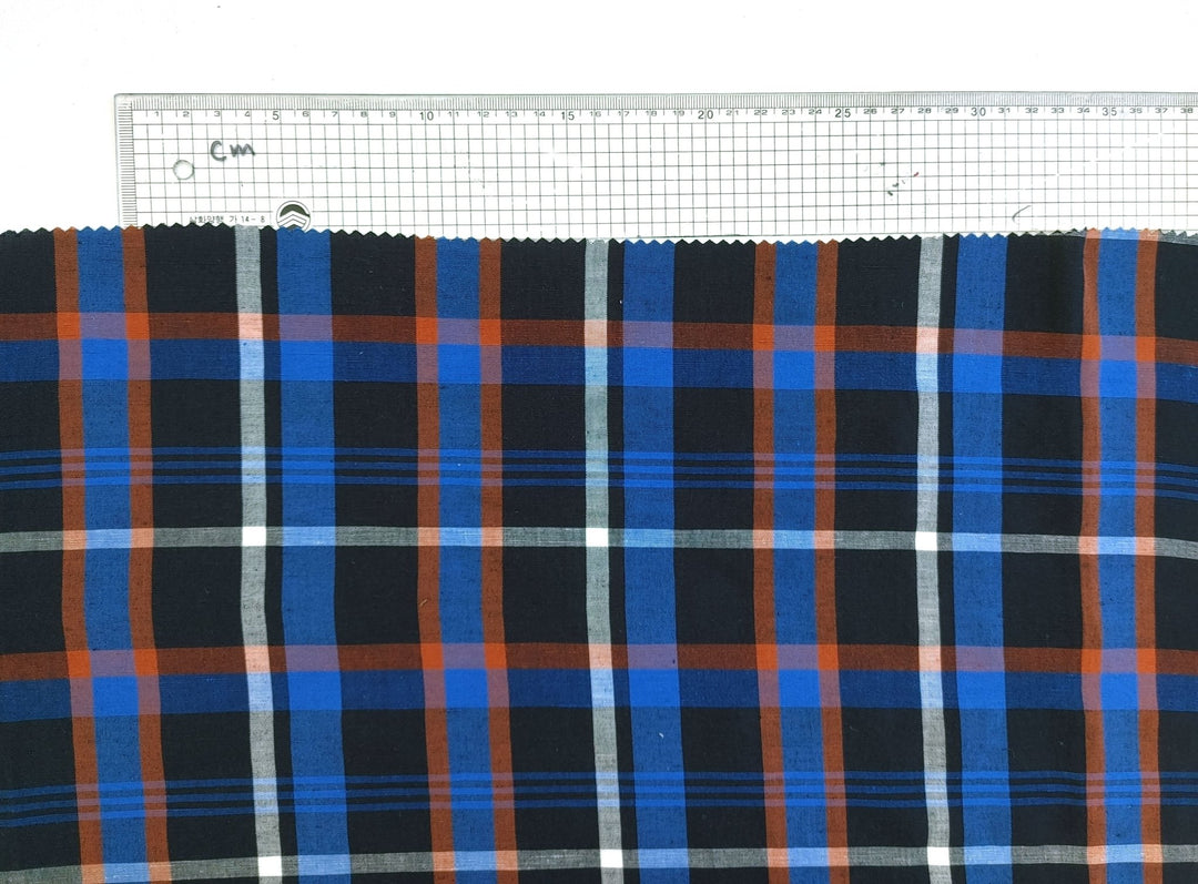 Timeless Plaid: Linen Tencel Blend Fabric with Plaid Pattern 7185 - The Linen Lab - Navy