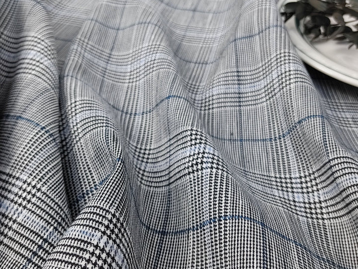 Urban Plaid Flex: Linen Rayon Polyester PU Stretch Twill Fabric 6233 6234 - The Linen Lab - Orange