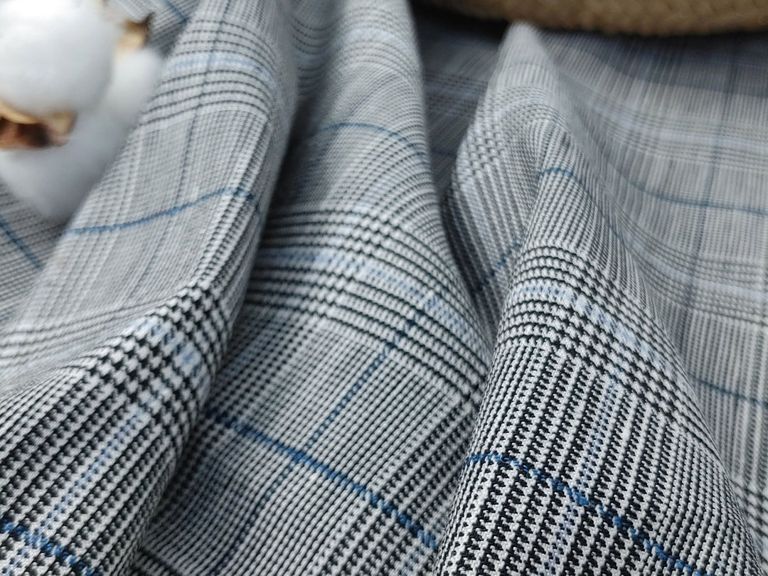 Urban Plaid Flex: Linen Rayon Polyester PU Stretch Twill Fabric 6233 6234 - The Linen Lab - Orange