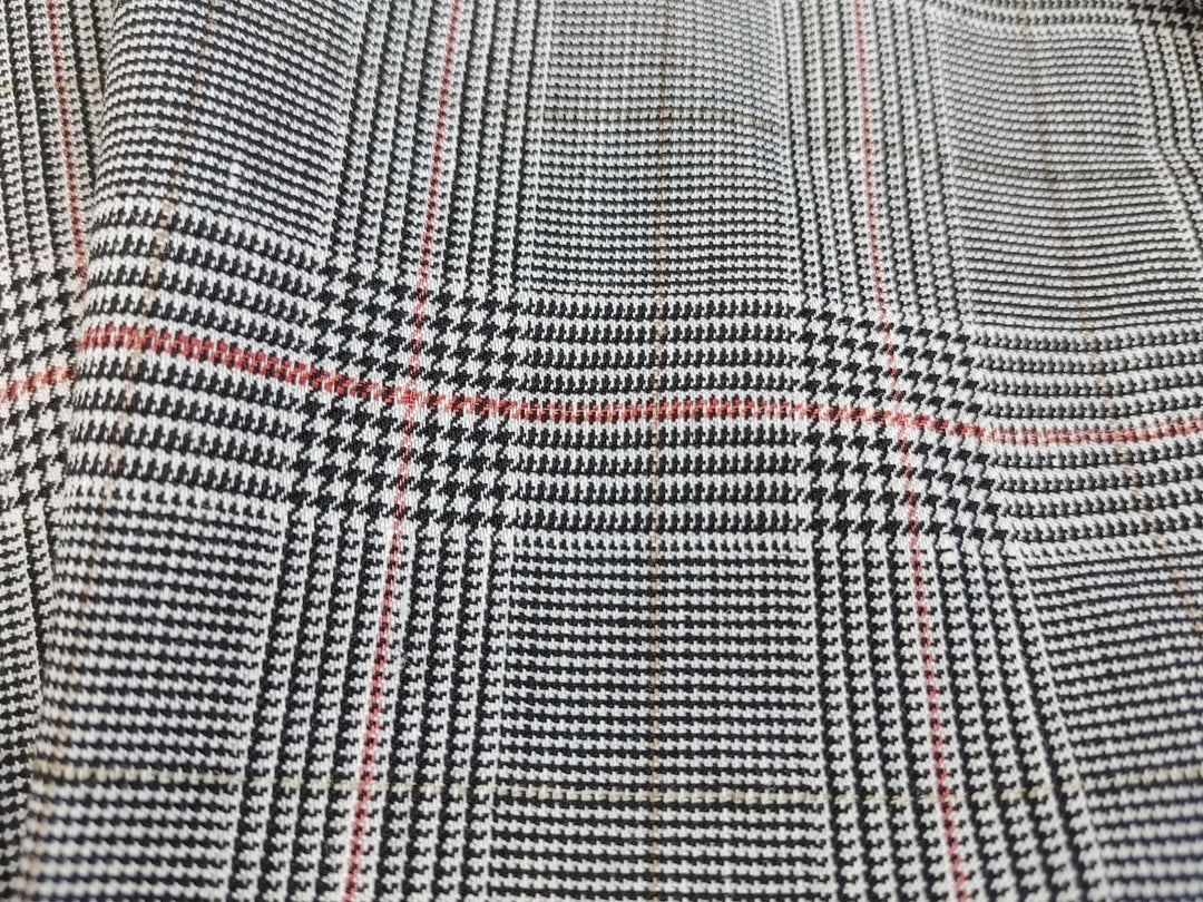 Urban Plaid Flex: Linen Rayon Polyester PU Stretch Twill Fabric 6233 6234 - The Linen Lab - Orange
