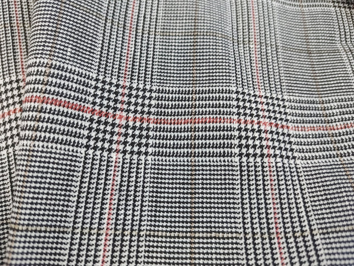 Urban Plaid Flex: Linen Rayon Polyester PU Stretch Twill Fabric 6233 6234 - The Linen Lab - Orange