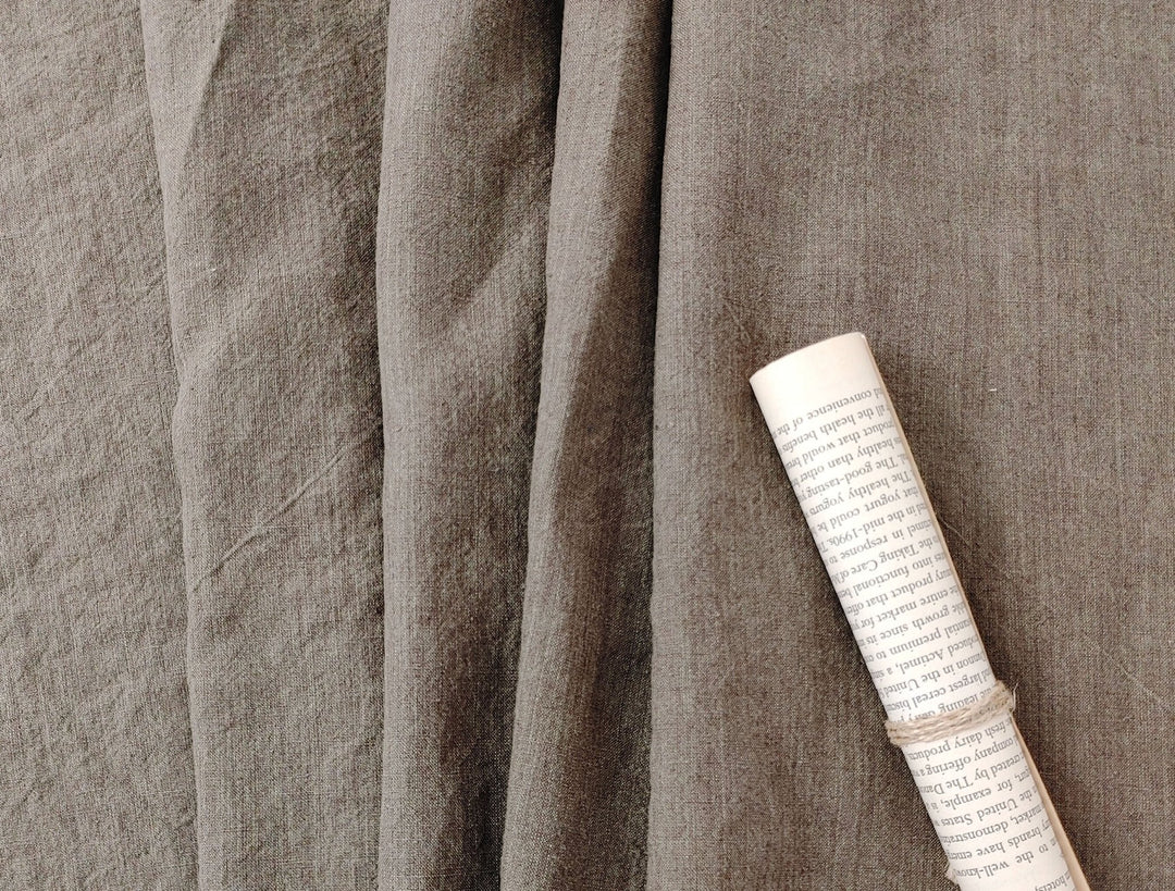 Vintage Dyed Medium Weight Linen Ramie Cotton Fabric with Plain Weave 7820 7771 7770 7819 - The Linen Lab - Khaki(Light)