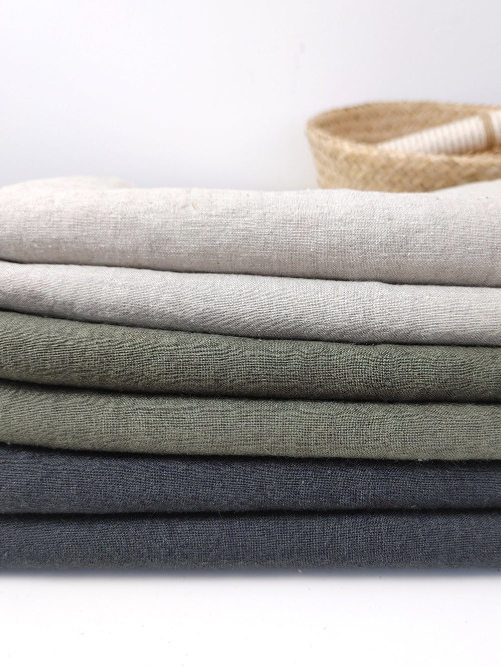 Vintage Dyed Medium Weight Linen Ramie Cotton Fabric with Plain Weave 7820 7771 7770 - The Linen Lab - Green