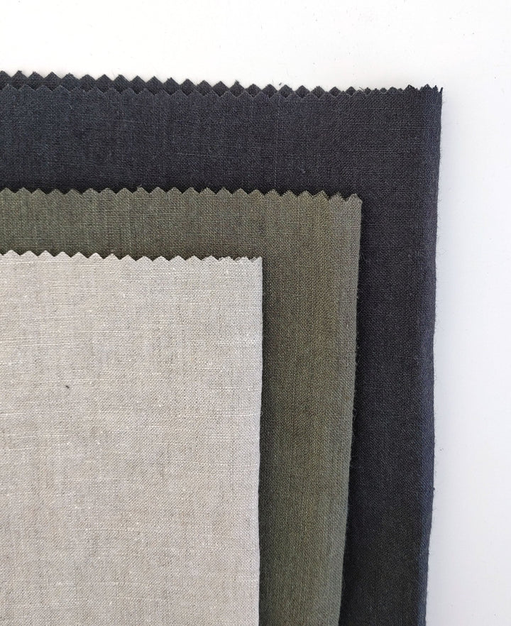 Vintage Dyed Medium Weight Linen Ramie Cotton Fabric with Plain Weave 7820 7771 7770 - The Linen Lab - Green