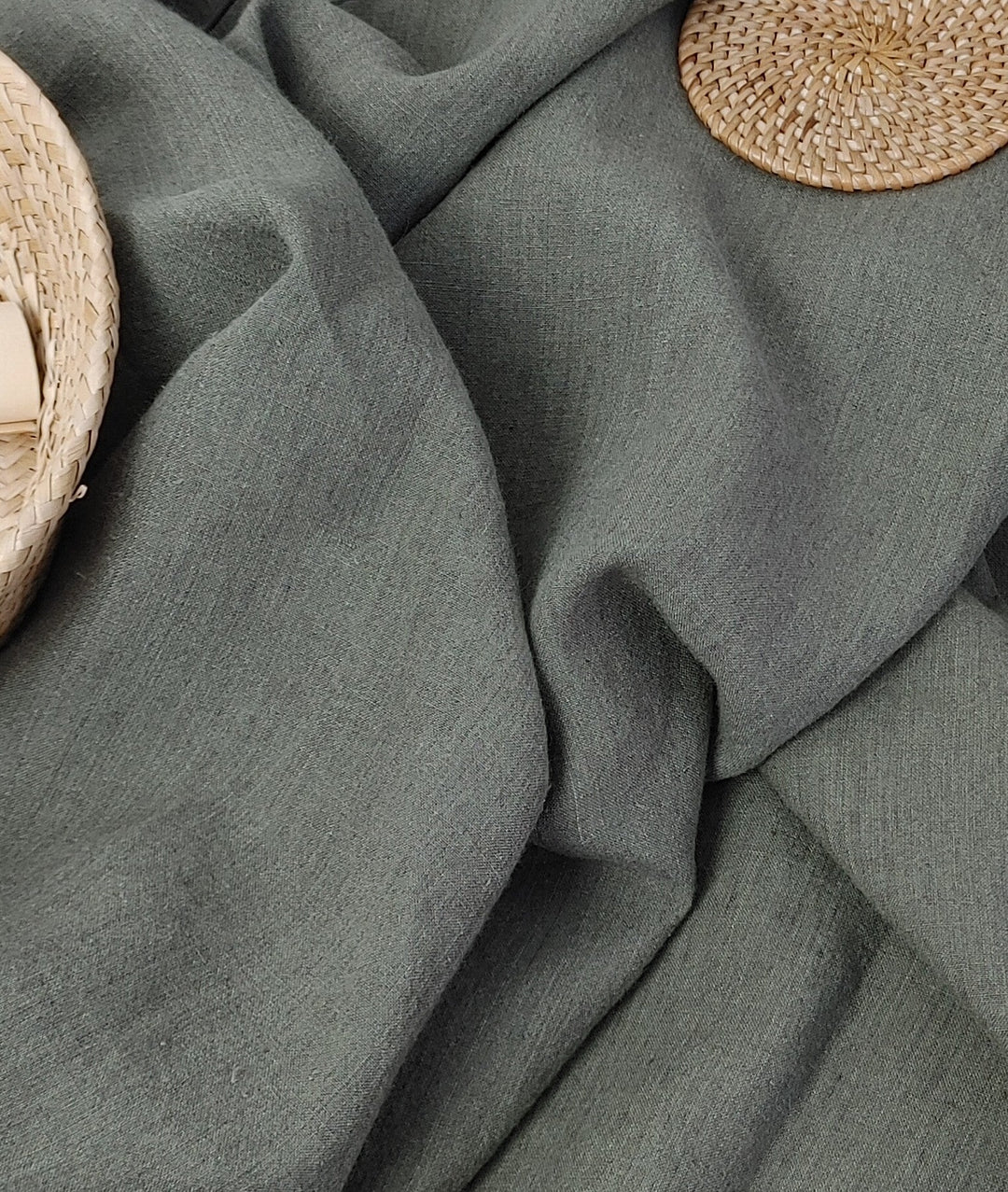 Vintage Dyed Medium Weight Linen Ramie Cotton Fabric with Plain Weave 7820 7771 7770 - The Linen Lab - Grey