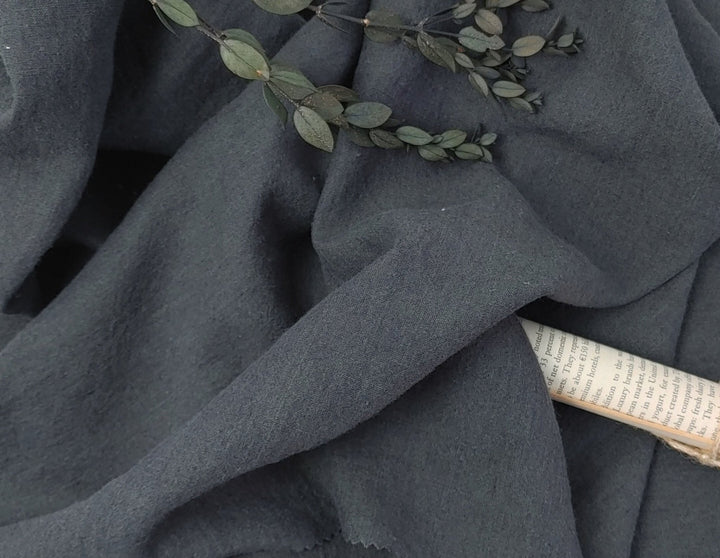Vintage Dyed Medium Weight Linen Ramie Cotton Fabric with Plain Weave 7820 7771 7770 - The Linen Lab - Grey