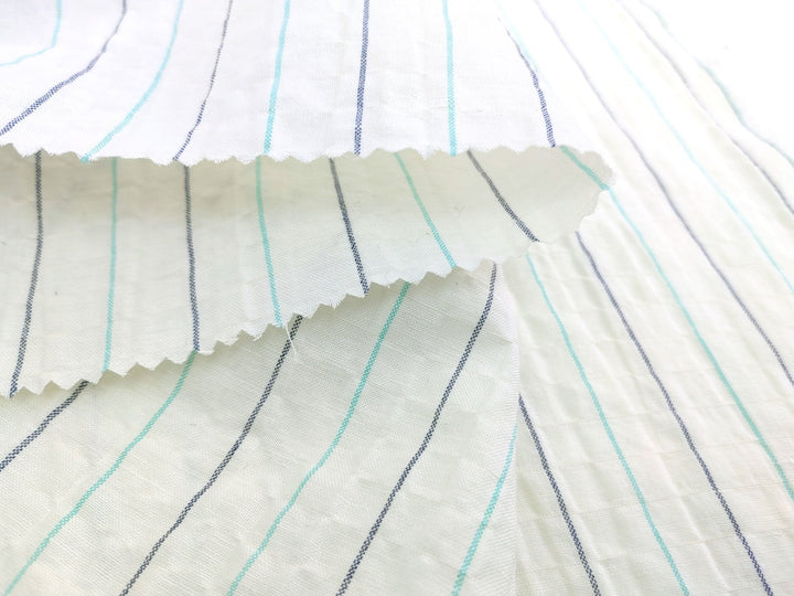 Wrinkled Charm Linen Blend with Striped Elegance Fabric 472 - The Linen Lab - Ivory