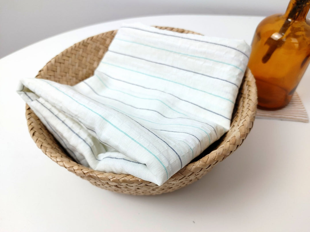 Wrinkled Charm Linen Blend with Striped Elegance Fabric 472 - The Linen Lab - Ivory