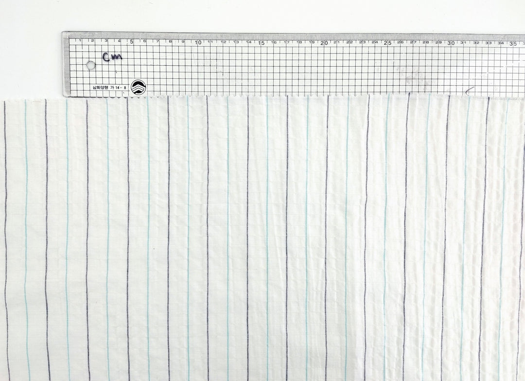 Wrinkled Charm Linen Blend with Striped Elegance Fabric 472 - The Linen Lab - Ivory